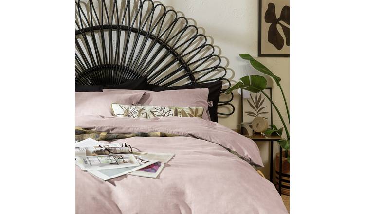 Habitat Cotton Textured Print Pink Bedding Set - King size