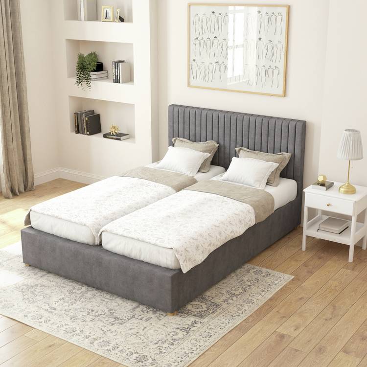 Aspire Kingsize Velvet Adjustable Bed with Mattress - Steel 0