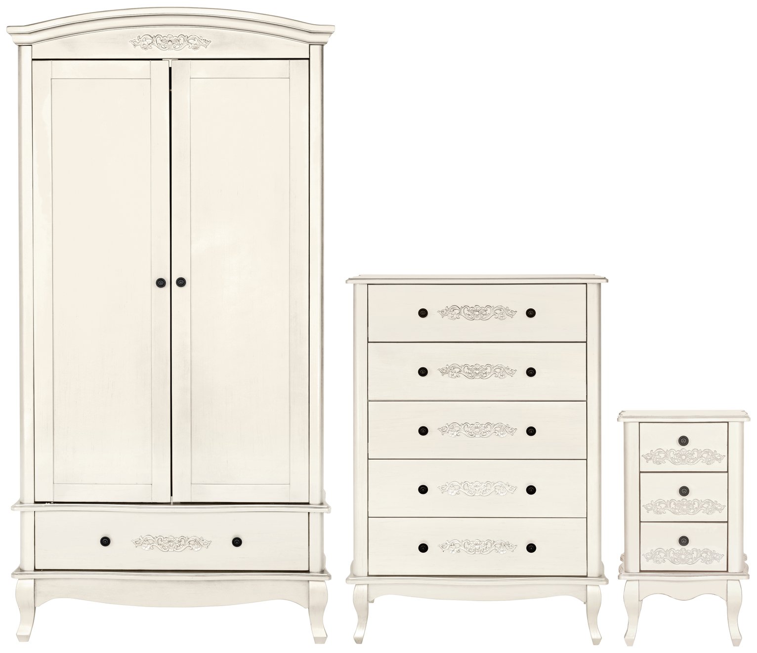 Argos Home Sophia 3 Piece 2 Door Wardrobe Set - Soft White