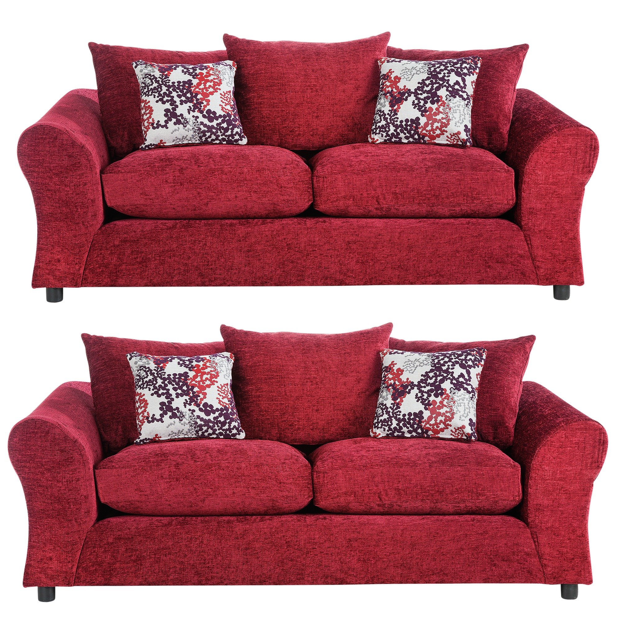 Argos Home Clara Fabric Pair of 3 Seater Sofas - Red