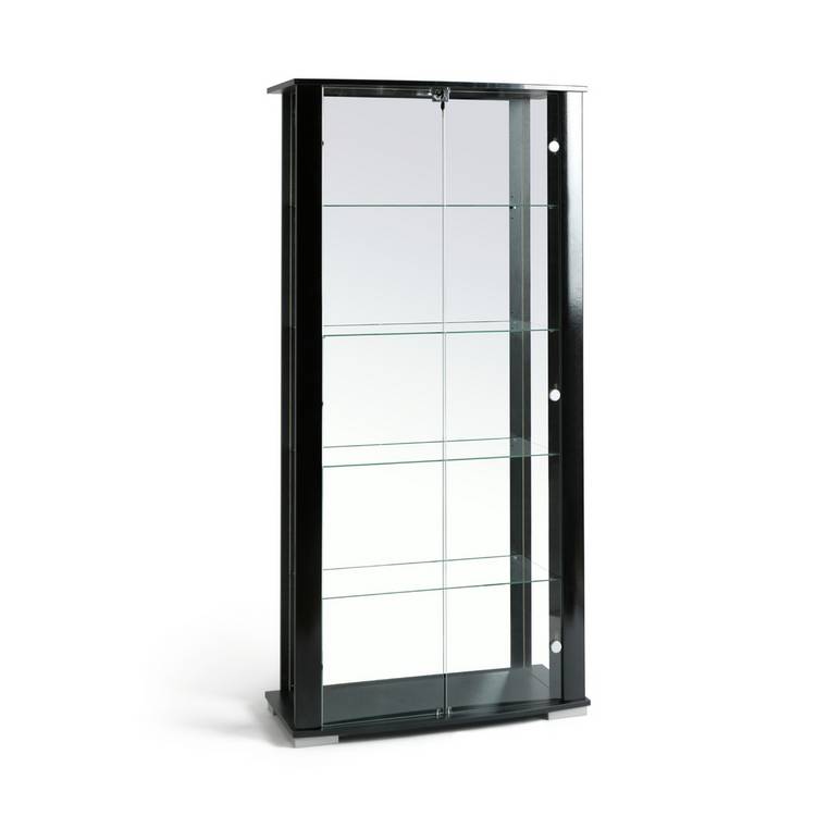 Argos Home Stella 2 Glass Door Display Cabinet - Black Gloss 0