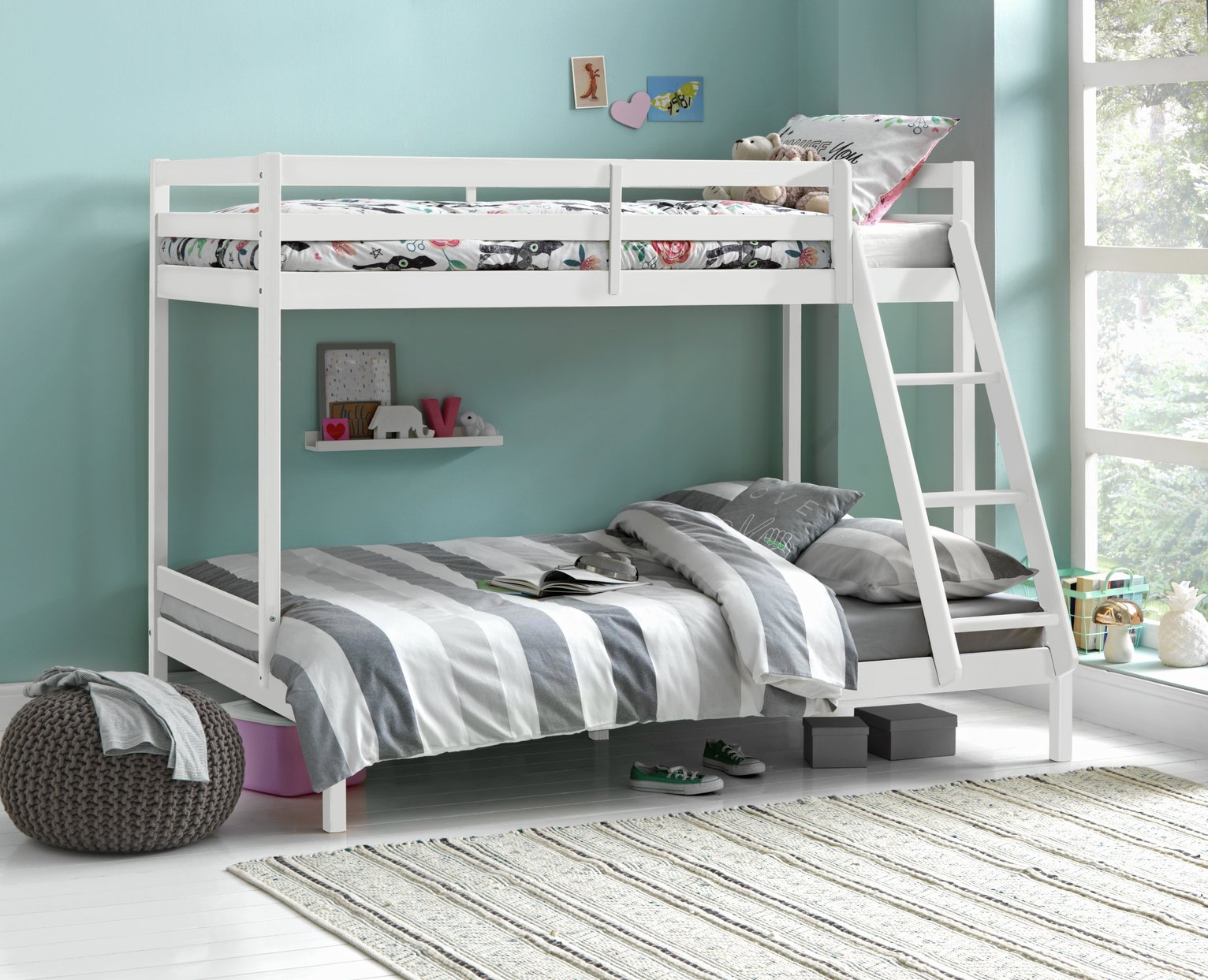 Argos Home Kaycie Triple Bunk Bed & 2 Kids Mattresses -White