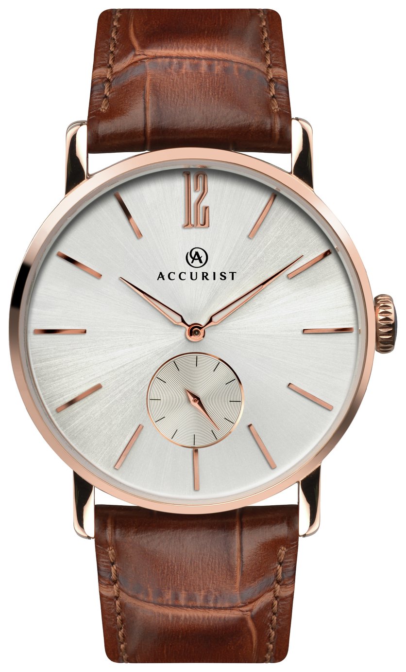 Accurist Men's Brown Leather Strap Watch