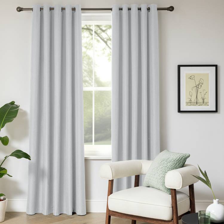 Home Essentials Plain Blackout Eyelet Curtains - Dove Grey 0