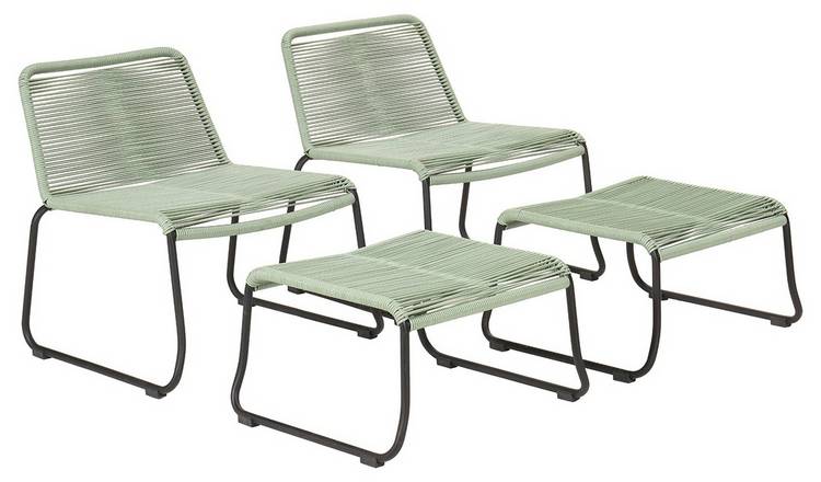 Pacific Pang Pair of Garden Chair with Stools - Green