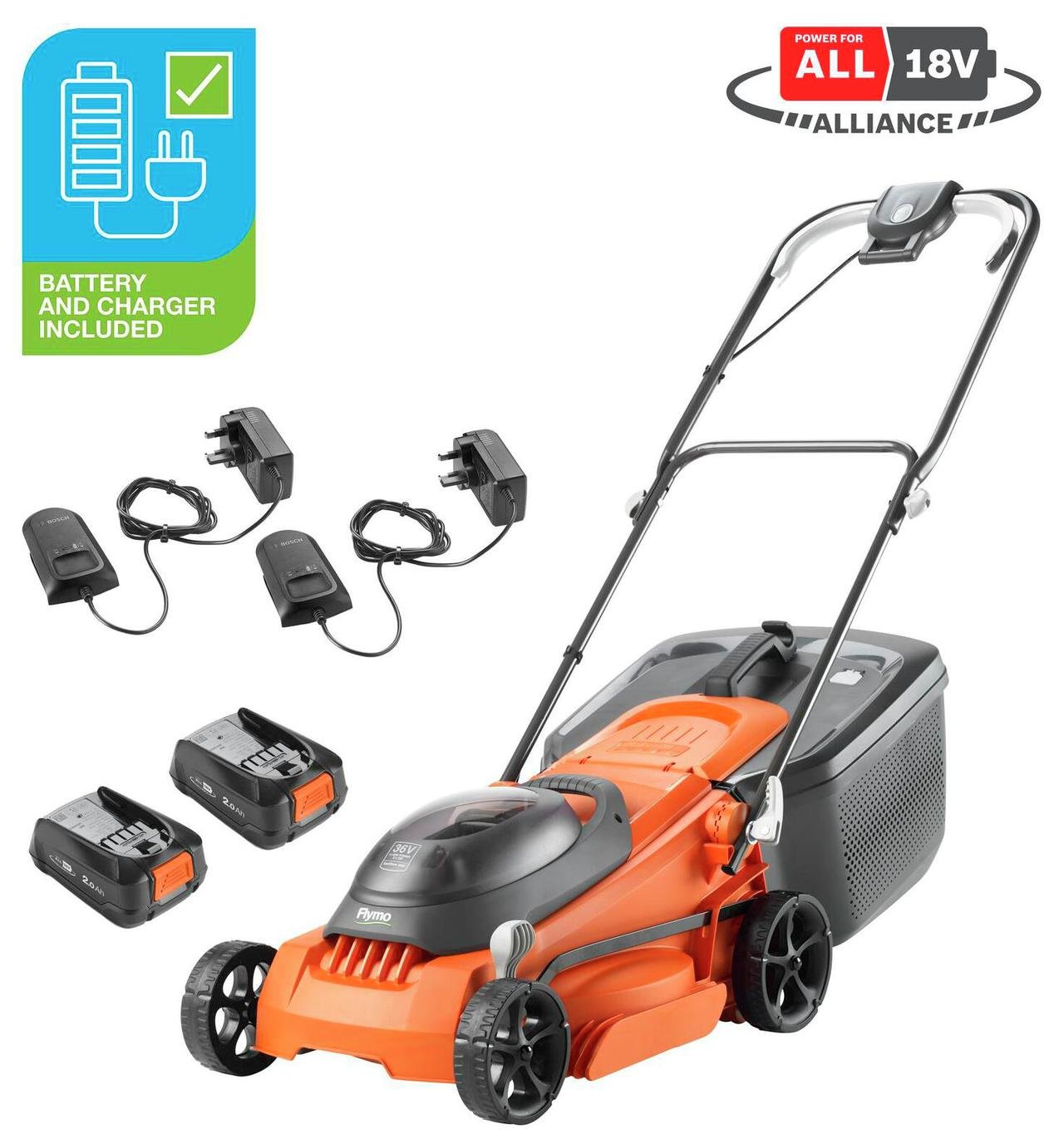 Flymo EasiStore 380R 38cm Cordless Rotary Lawnmower - 36V