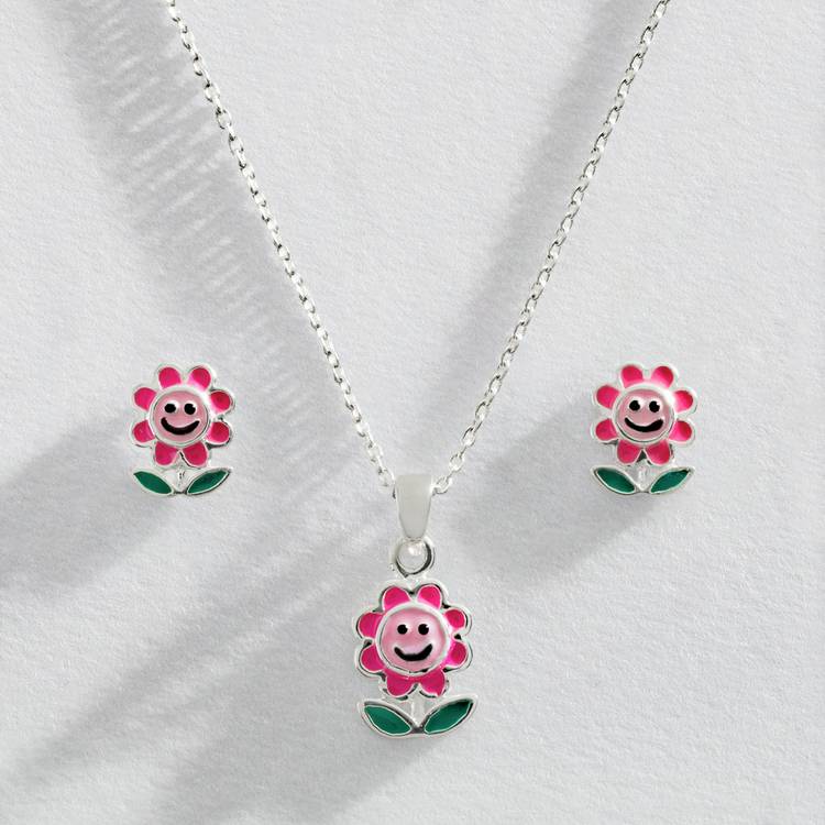 Revere Sterling Silver Daisy Flower Earring And Necklace Set 0