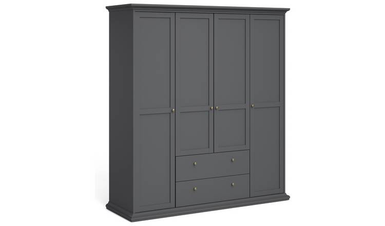 Tvilum Paris 4 Door 2 Drawer Wardrobe - Grey