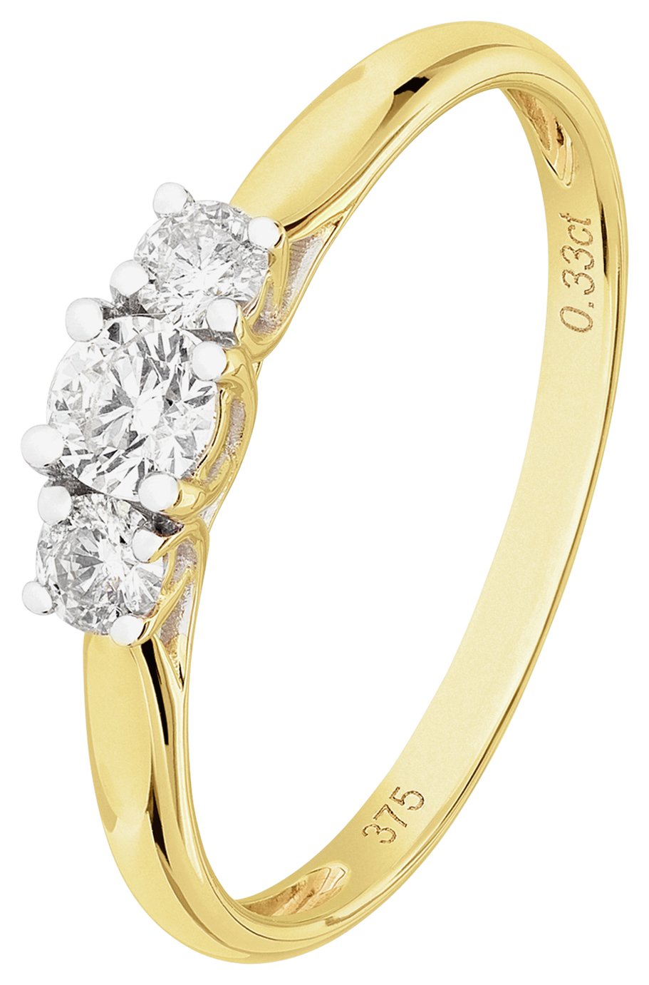 Revere 9ct Gold 0.33ct Diamond Trilogy Engagement Ring - J