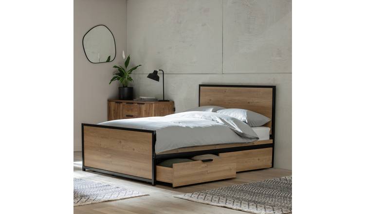 Habitat Loft Living Kingsize Wooden Storage Bed Frame - Oak
