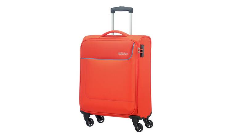 American tourister store orange suitcase