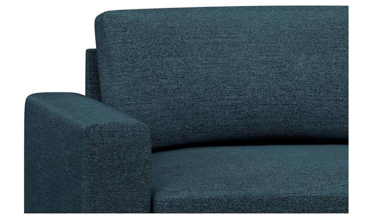 Hutch Fabric Block Arm 2 Seater Sofa - Aegean Blue