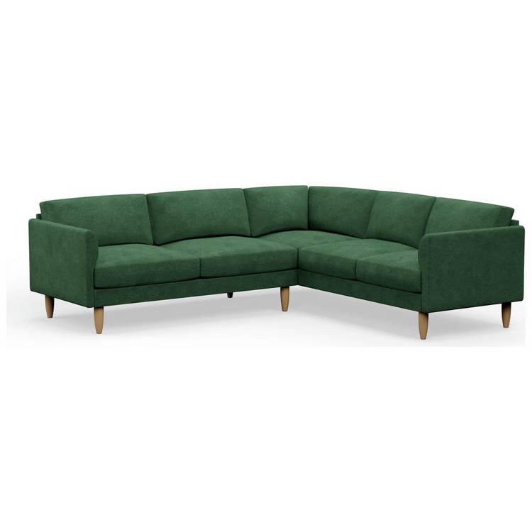 Hutch Velvet Curve Arm 6 Seater Corner Sofa - Sage Green 0