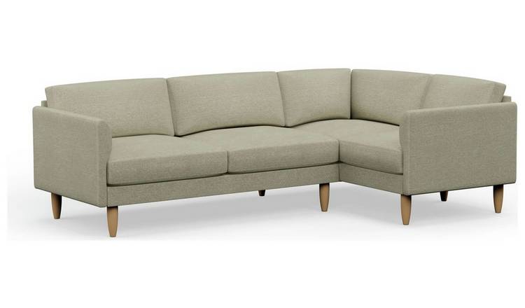 Hutch Slim Fabric Curve Arm 5 Seater Corner Sofa - Oat