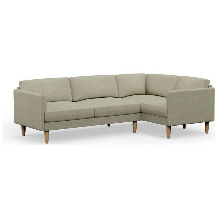 Hutch Slim Fabric Curve Arm 5 Seater Corner Sofa - Oat 0