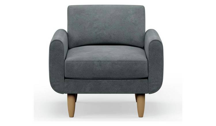 Hutch Velvet Round Arm Armchair - Slate Grey