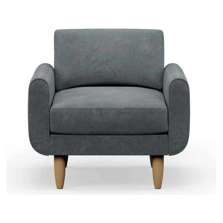 Hutch Velvet Round Arm Armchair - Slate Grey 0