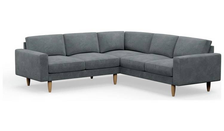 Buy Hutch Plus Velvet Block Arm 5 Seater Corner Sofa Slate Grey Sofas Habitat