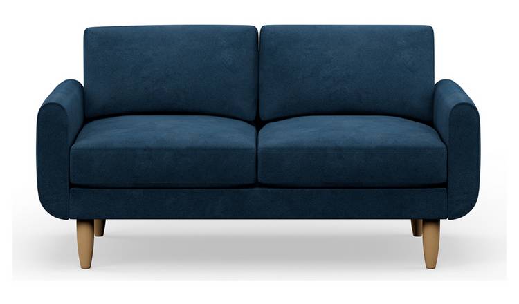 Hutch Fabric Round Arm 3 Seater Sofa - Aegean Blue