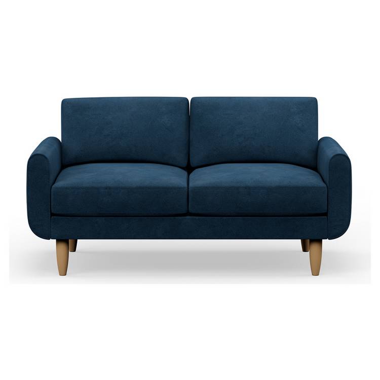 Hutch Fabric Round Arm 3 Seater Sofa - Aegean Blue 0