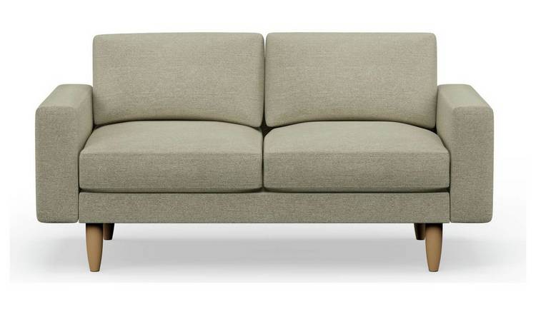Hutch Fabric Block Arm 2 Seater Sofa - Oat