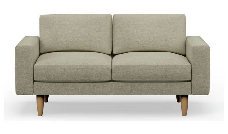 Hutch Fabric Block Arm 2 Seater Sofa - Oat