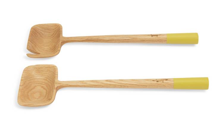 Habitat x Scion Lohko 2 Piece Oak Wood Salad Servers - Oak