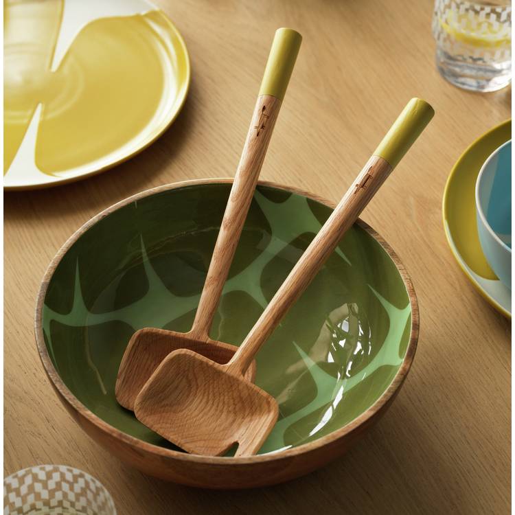 Habitat x Scion Lohko 2 Piece Oak Wood Salad Servers - Oak 0