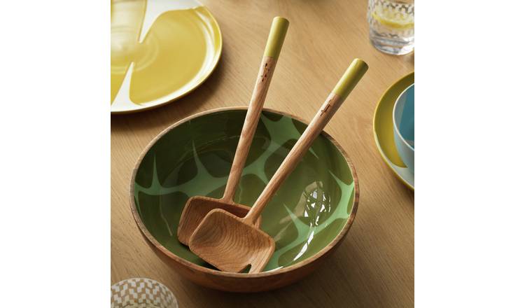 Buy Habitat x Scion Lohko 2 Piece Oak Wood Salad Servers Oak Serving bowls and platters Argos