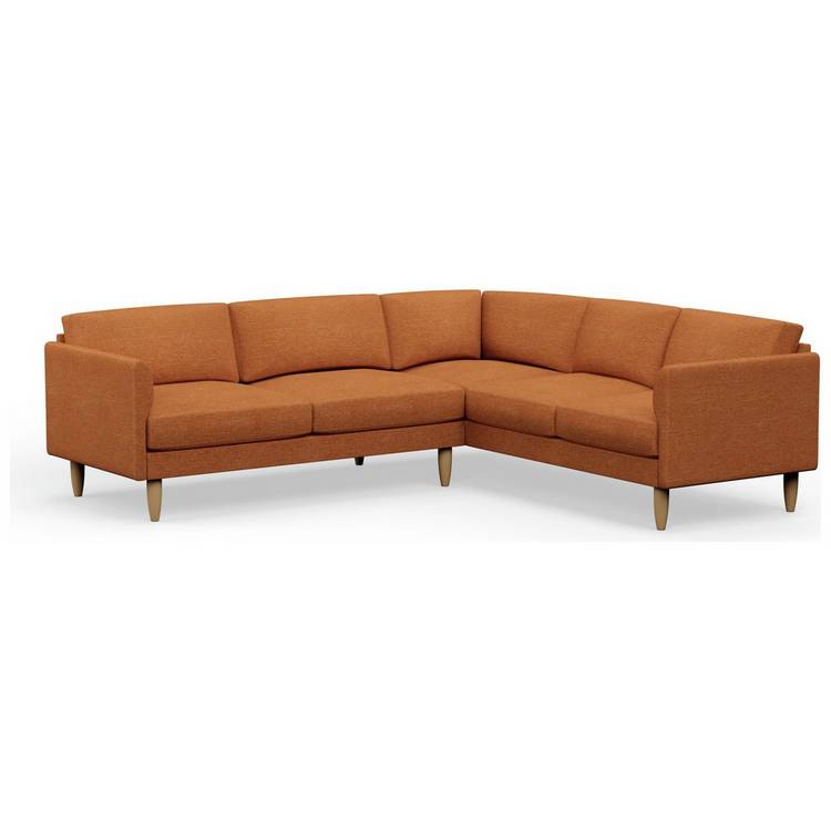 Hutch Fabric Curve Arm 6 Seater Corner Sofa - Rust 0