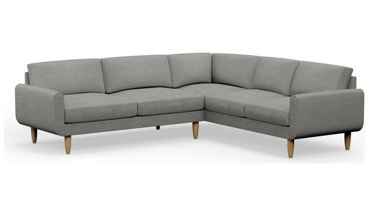 Hutch Fabric Round Arm 6 Seater Corner Sofa - Dove Grey