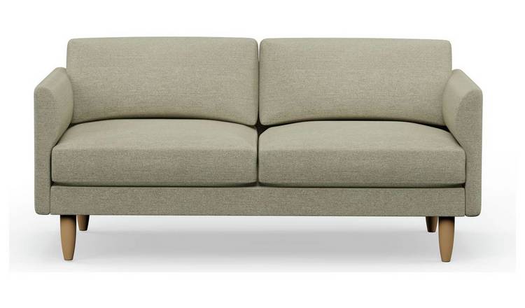 Hutch Fabric Curve Arm 3 Seater Sofa - Oat