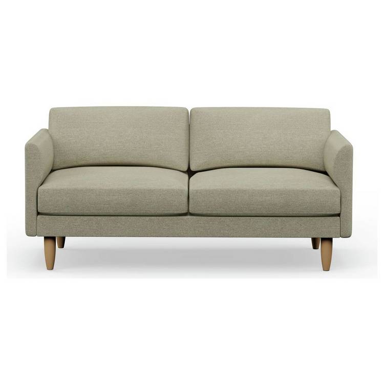 Hutch Fabric Curve Arm 3 Seater Sofa - Oat 0