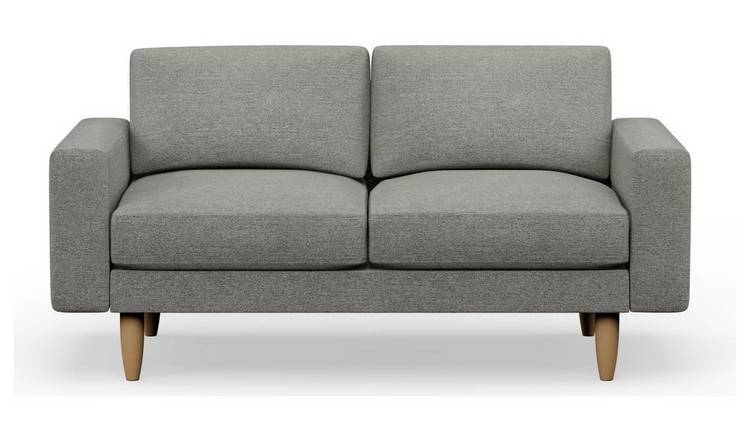 Hutch Fabric Block Arm 2 Seater Sofa - Dove Grey