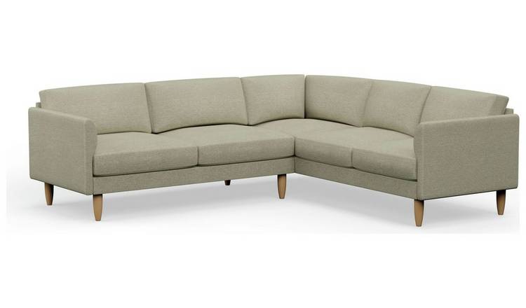 Hutch Fabric Curve Arm 6 Seater Corner Sofa - Oat