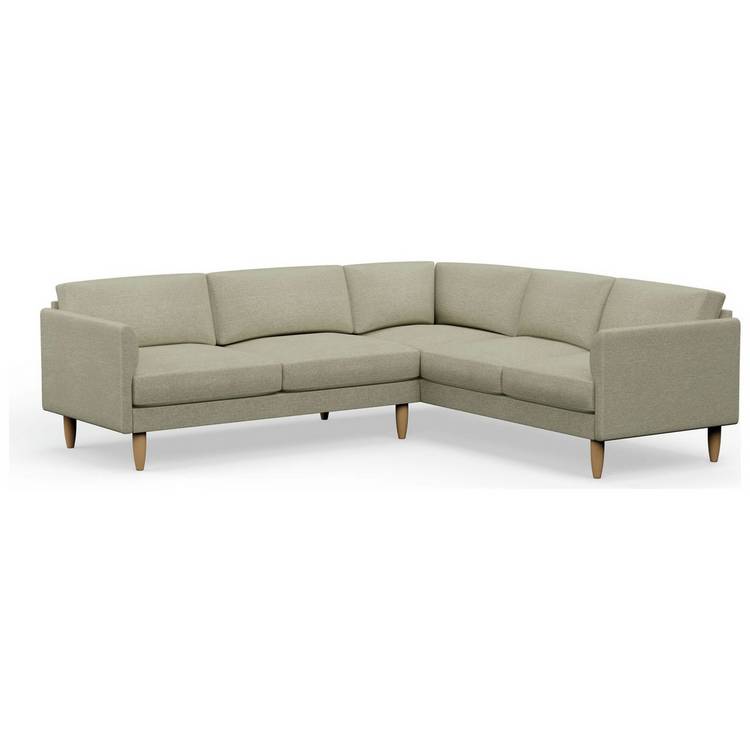 Hutch Fabric Curve Arm 6 Seater Corner Sofa - Oat 0