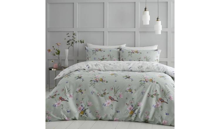 Catherine Lansfield Songbird Print Sage Bedding Set - Double