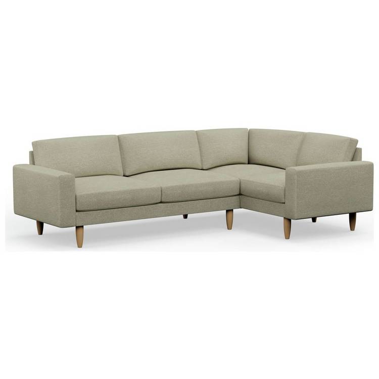 Hutch Slim Fabric Block Arm 5 Seater Corner Sofa - Oat 0