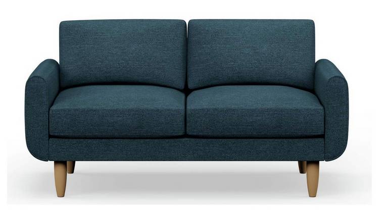 Hutch Fabric Round Arm 2 Seater Sofa - Aegean Blue