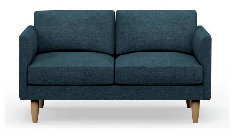 Hutch Fabric Curve Arm 2 Seater Sofa - Aegean Blue