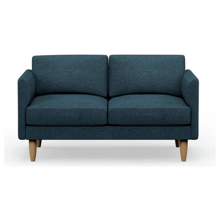 Hutch Fabric Curve Arm 2 Seater Sofa - Aegean Blue 0