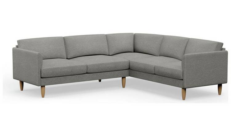 Hutch Fabric Curve Arm 6 Seater Corner Sofa - Dove Grey