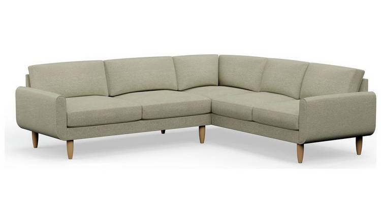 Hutch Fabric Round Arm 6 Seater Corner Sofa - Oat