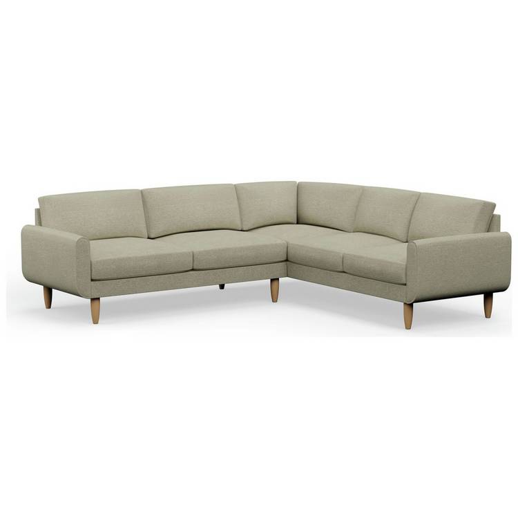 Hutch Fabric Round Arm 6 Seater Corner Sofa - Oat 0