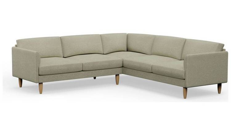 Hutch Fabric Curve Arm 7 Seater Corner Sofa - Oat