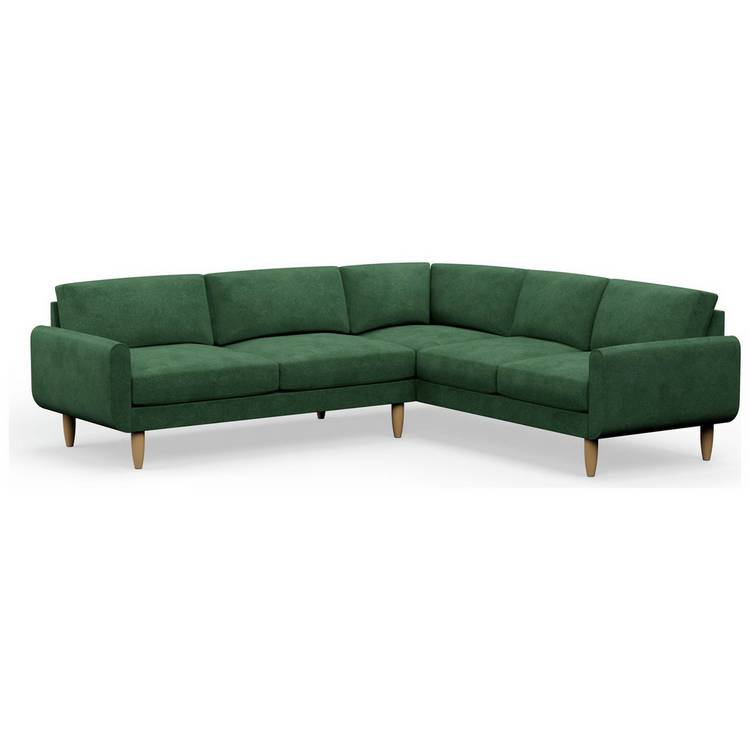 Hutch Velvet Round Arm 6 Seater Corner Sofa - Sage Green 0