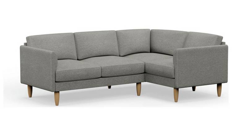 Hutch Fabric Curve Arm 4 Seater Corner Sofa - Dove Grey