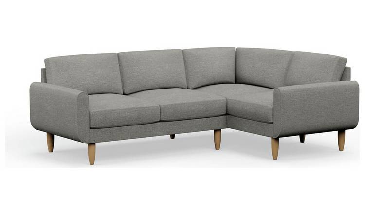 Hutch Fabric Round Arm 4 Seater Corner Sofa - Dove Grey