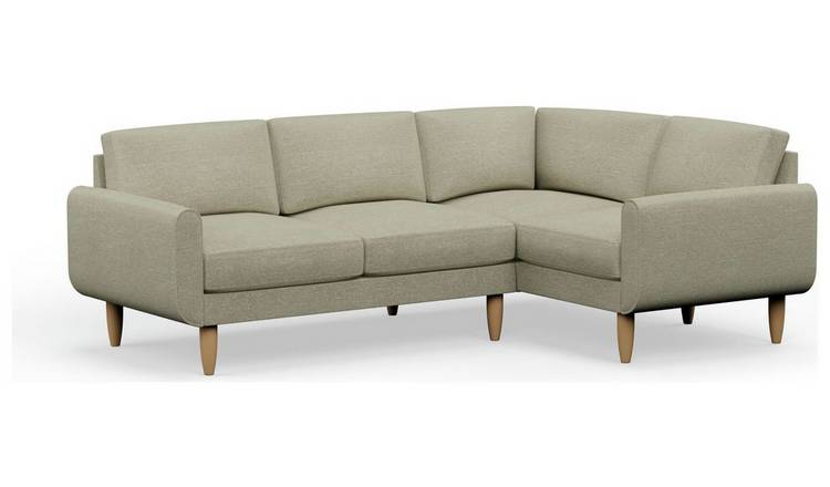 Hutch Fabric Round Arm 4 Seater Corner Sofa - Oat