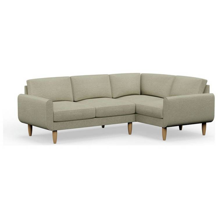 Hutch Fabric Round Arm 4 Seater Corner Sofa - Oat 0